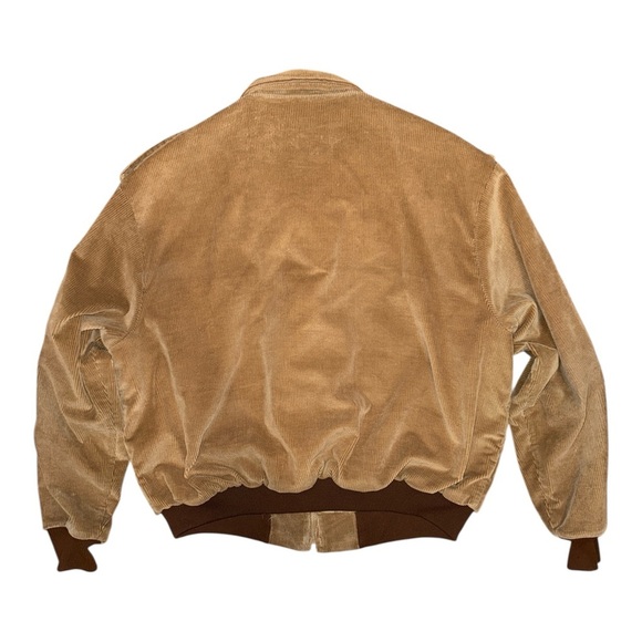 Vintage Tan and Brown Corduroy Bomber Jacket with Retro Style - Picture 2 of 8